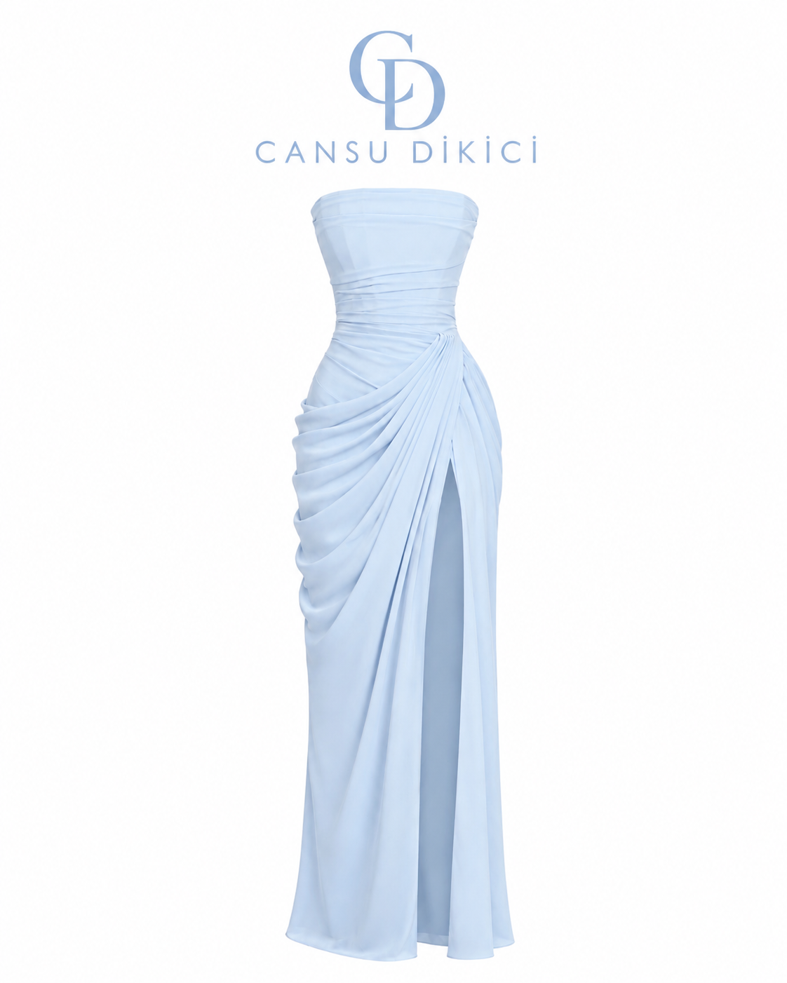 Sırtı Korseli Komple Drape Detaylı Yırtmaçlı Diva Dress Abiye - SİYAH