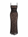 Dantelli Maxi Elbise - Siyah
