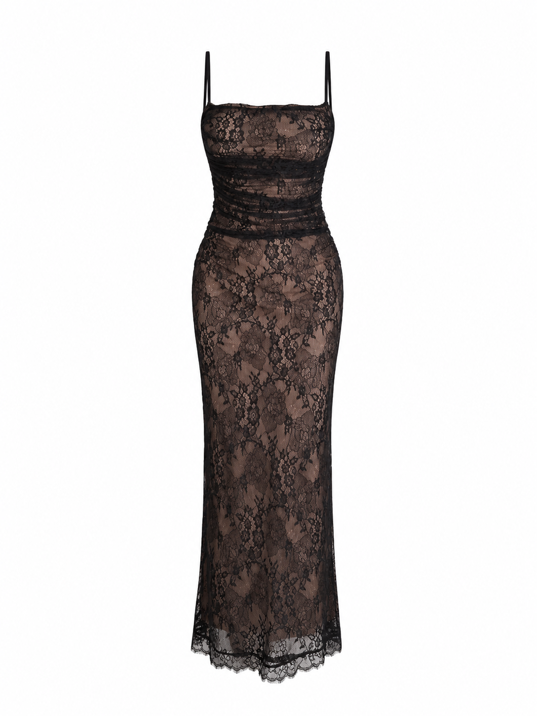 Dantelli Maxi Elbise - Siyah