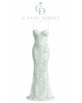 Çiçek İşlemeli Tül Maksi Daisy Elbise - Mint ÖN SİPARİŞ