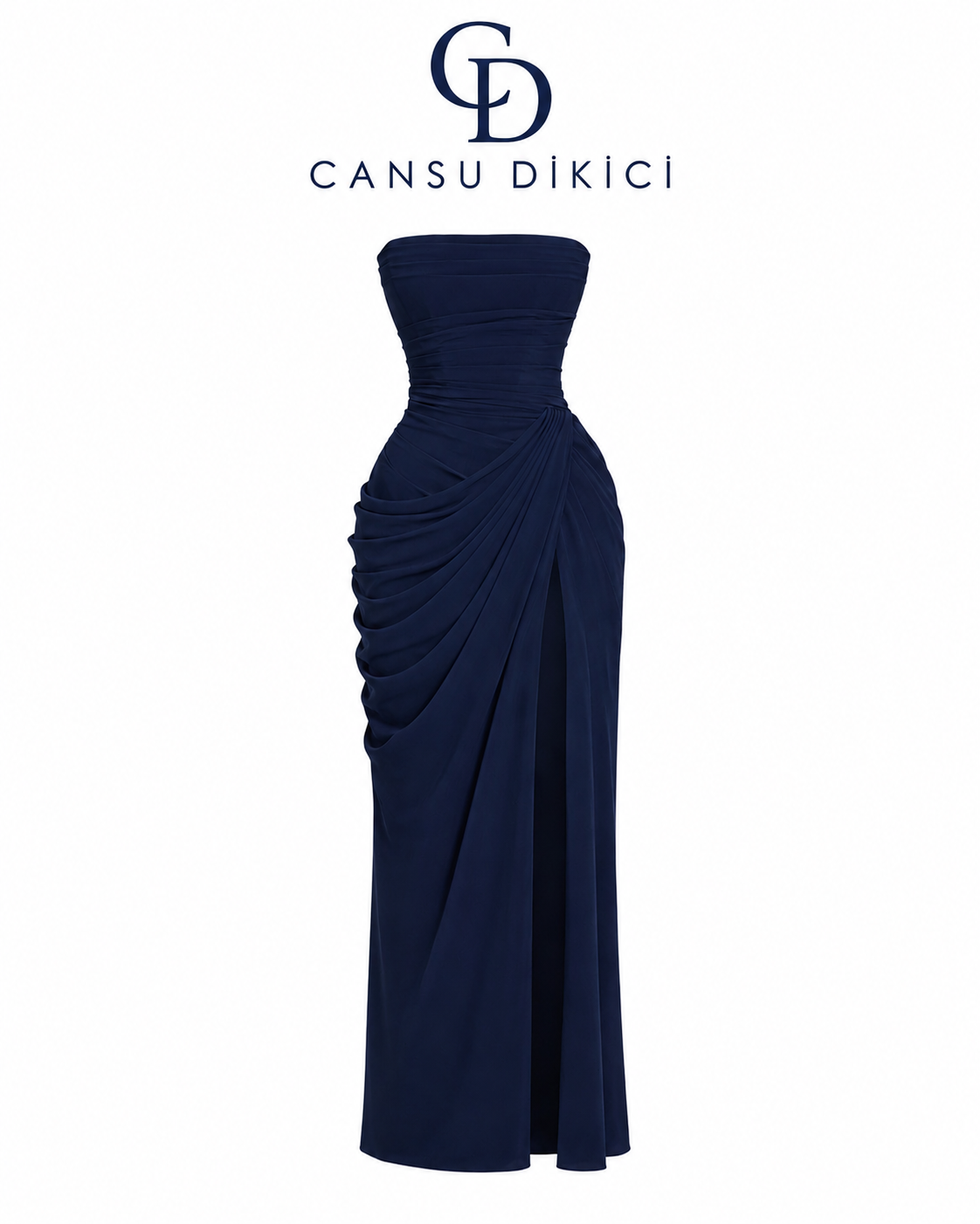 Sırtı Korseli Komple Drape Detaylı Yırtmaçlı Diva Dress Abiye - SİYAH