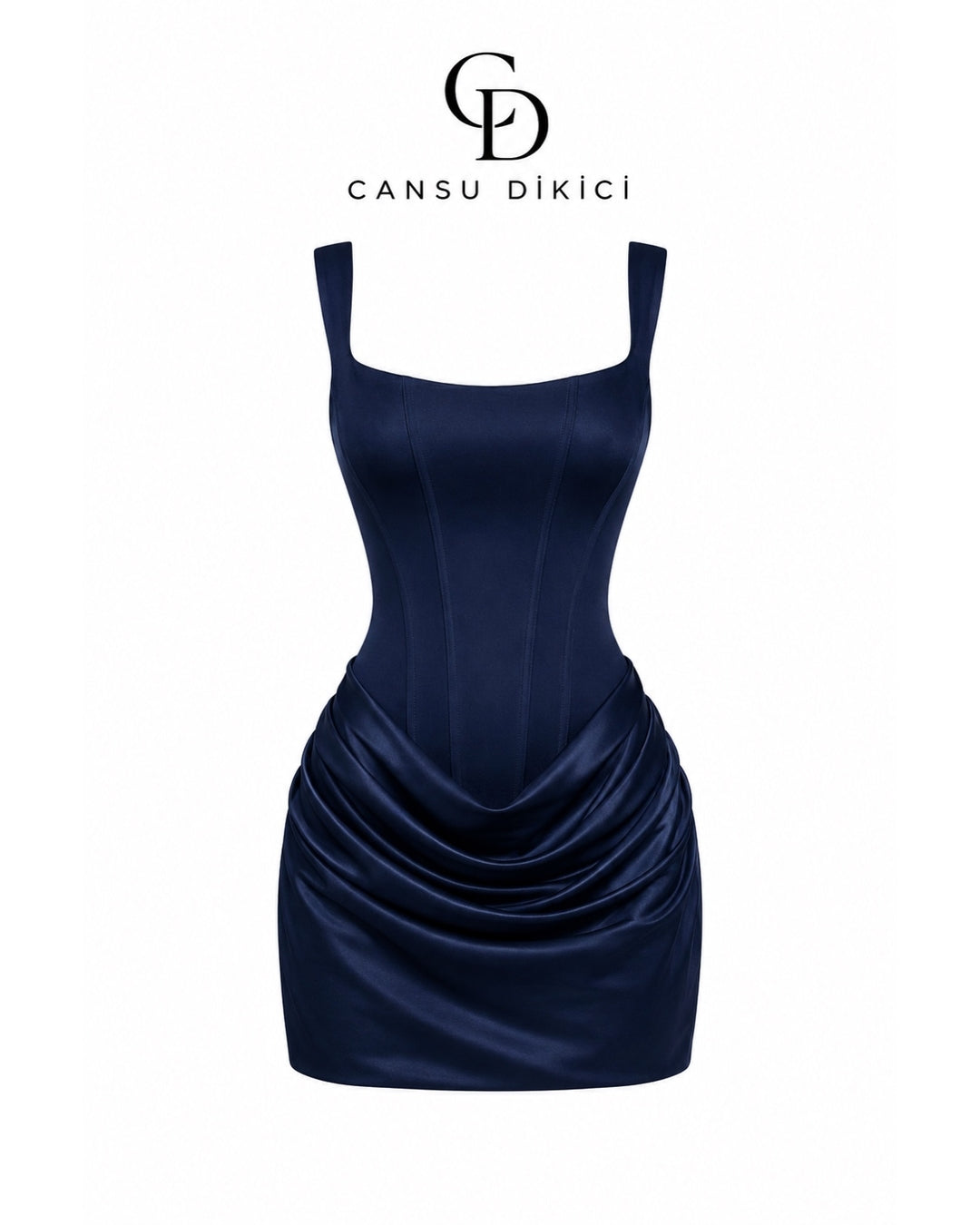 Bella Drapeli Saten Mini Elbise - BORDO