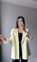 Keten Blazer Ceket - Sarı