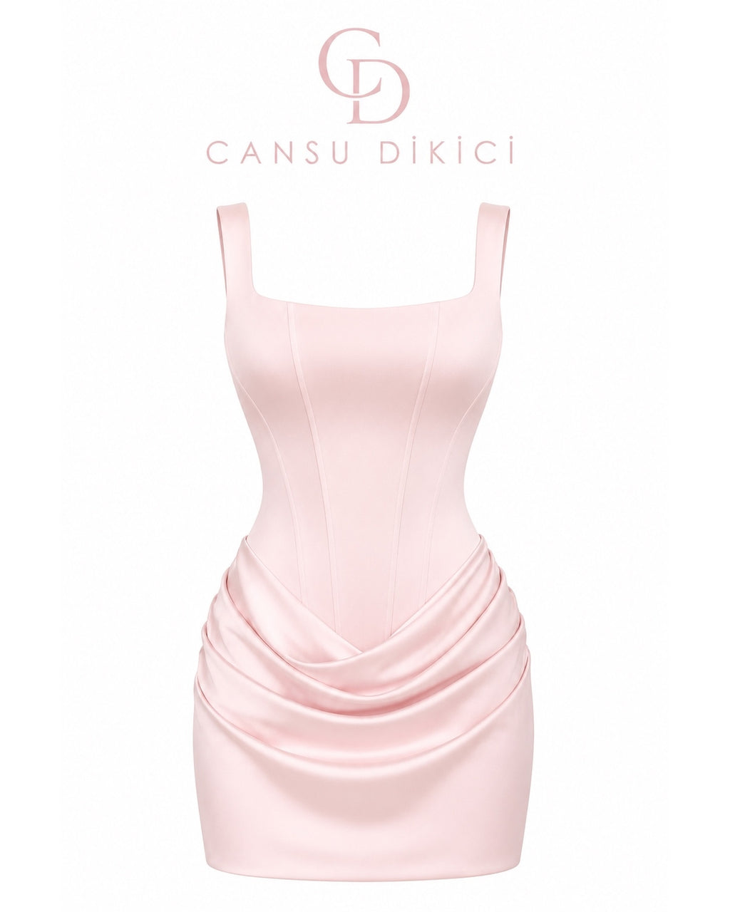 Bella Drapeli Saten Mini Elbise - LACİVERT