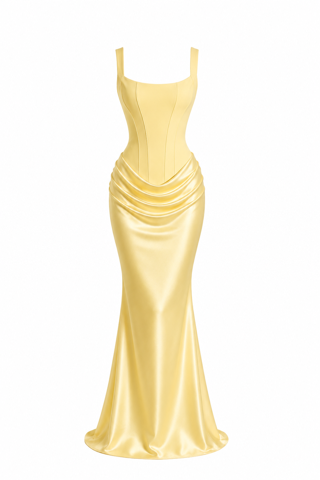 Üstü Korse Eteği Drape Valerie Elbise - SARI