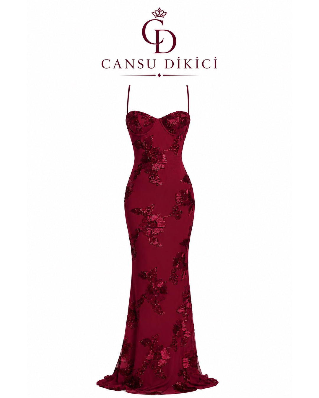 Çiçek İşlemeli Tül Maksi Daisy Elbise - Sarı ÖN SİPARİŞ