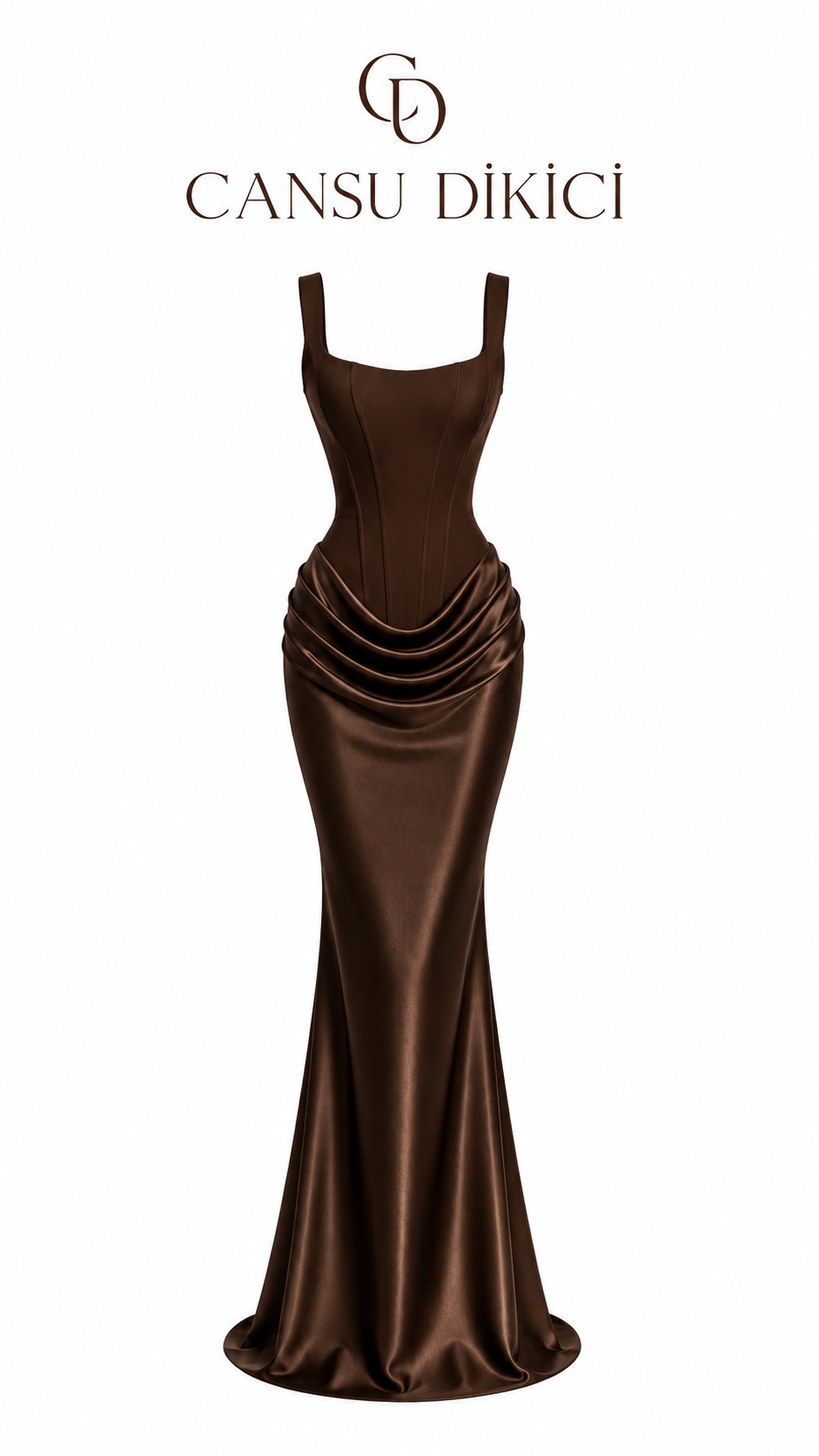 Üstü Korse Eteği Drape Valerie Elbise - SARI