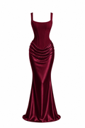 Üstü Korse Eteği Drape Valerie Elbise - BORDO ÖN SİPARİŞ