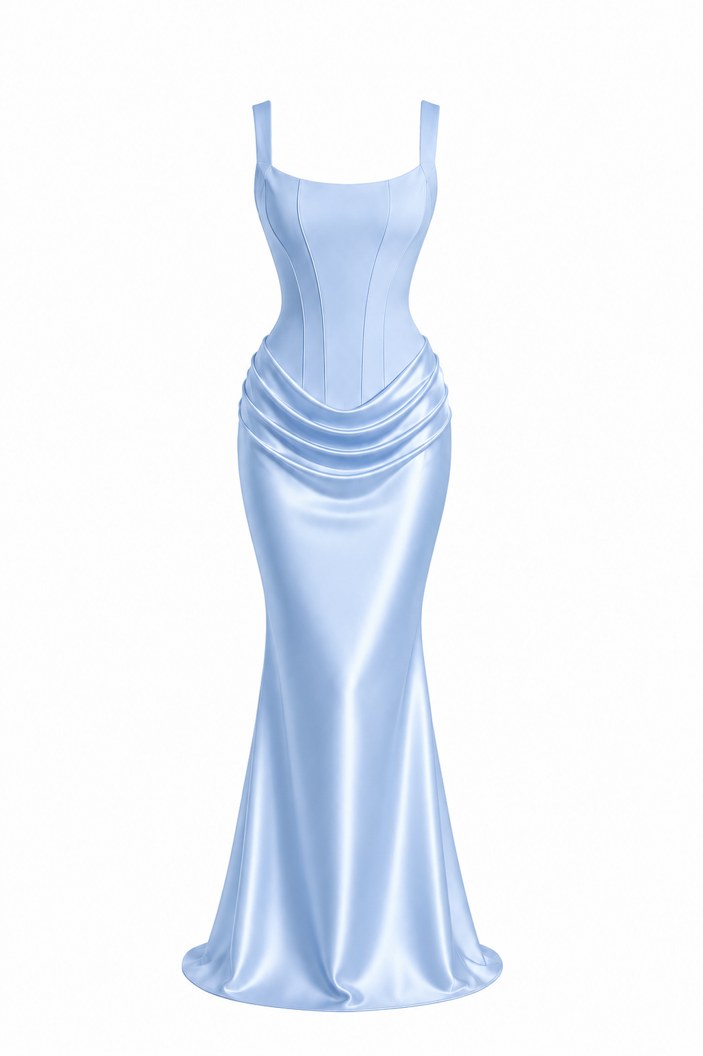 Üstü Korse Eteği Drape Valerie Elbise - BEBE MAVİSİ