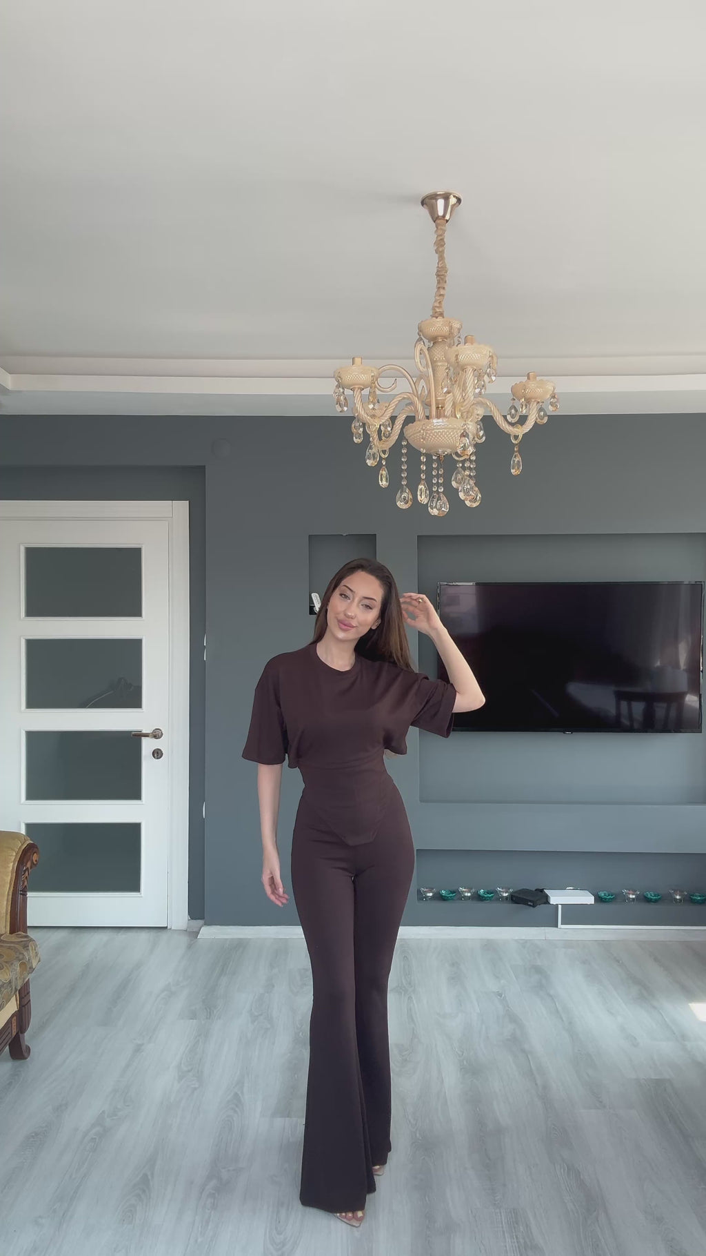 Korse Detaylı Bluz Pantolon Takım