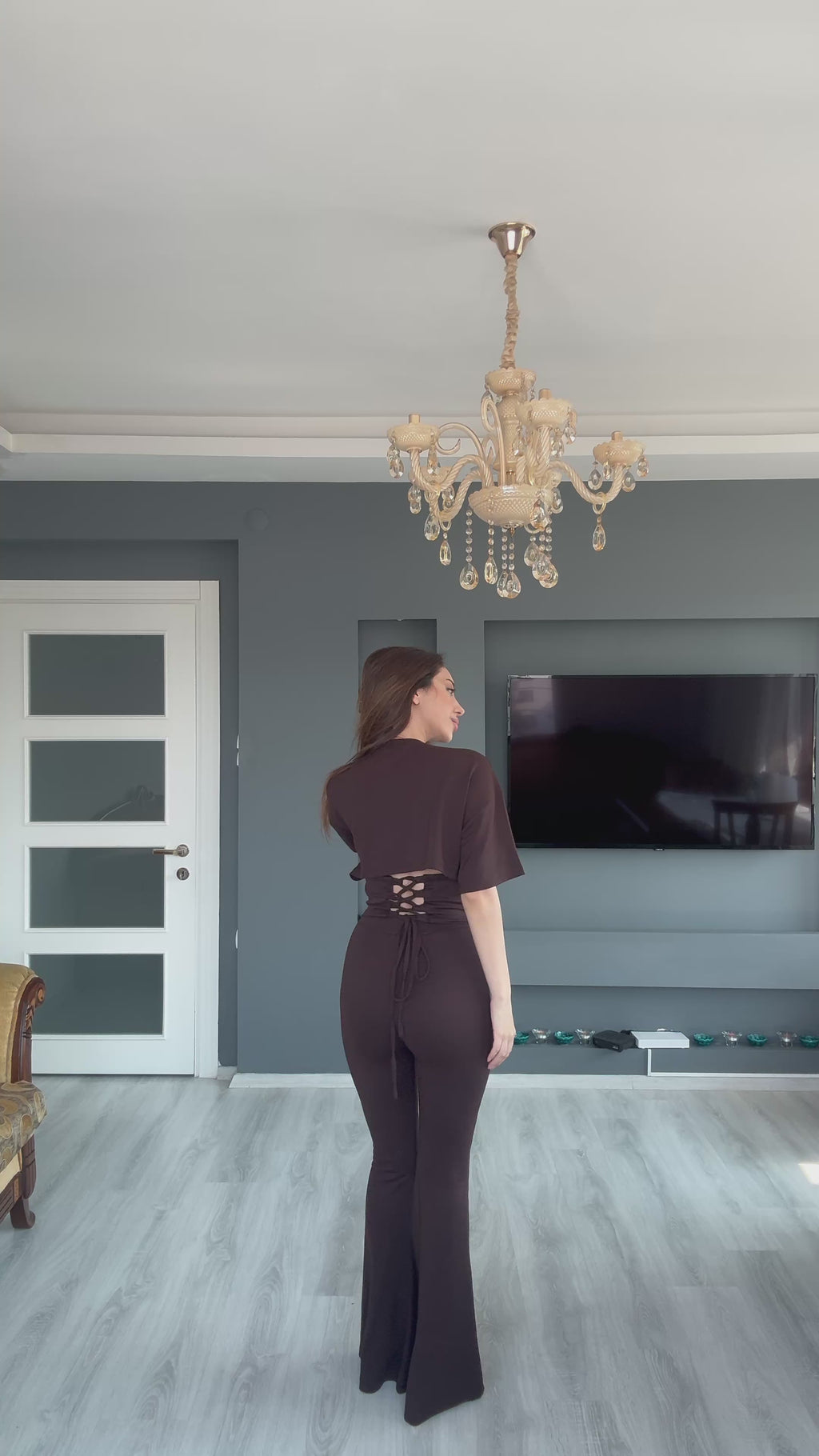 Korse Detaylı Bluz Pantolon Takım