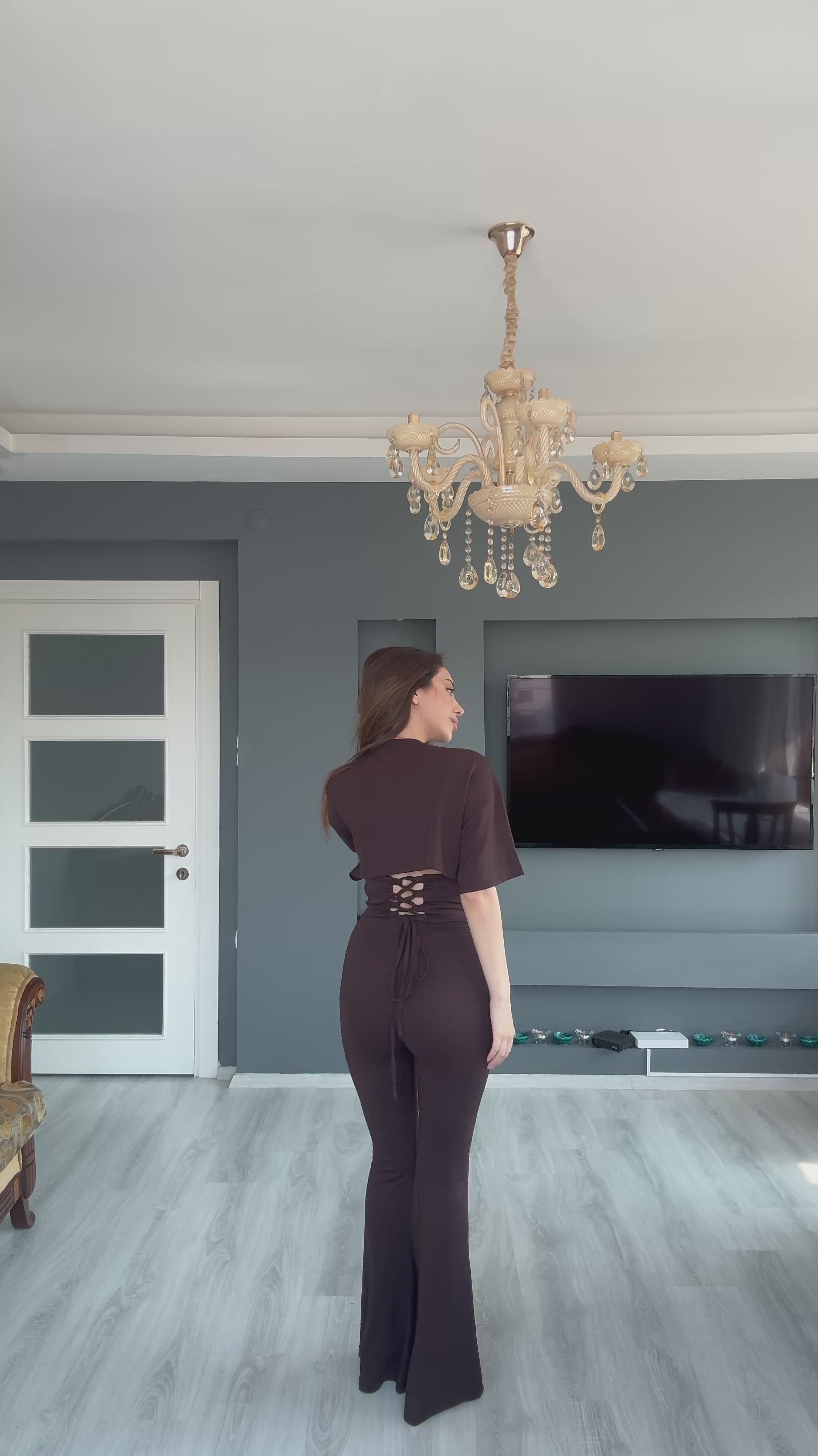 Korse Detaylı Bluz Pantolon Takım